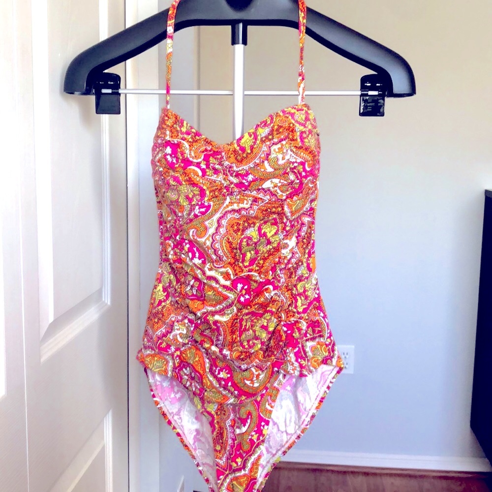 Tommy Bahama One Piece Strapless Halter Swim Bathing Suit Sz 6